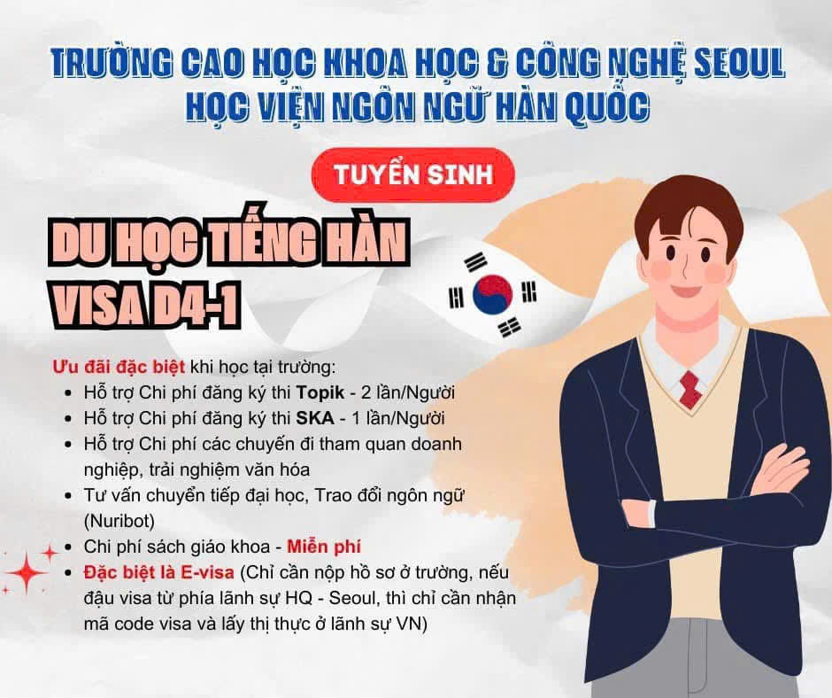 Tuyển Sinh Trường Cao Học Khoa Học & Công Nghệ Seoul: Du Học Tiếng Hàn (Visa D4-1) – 06/2026