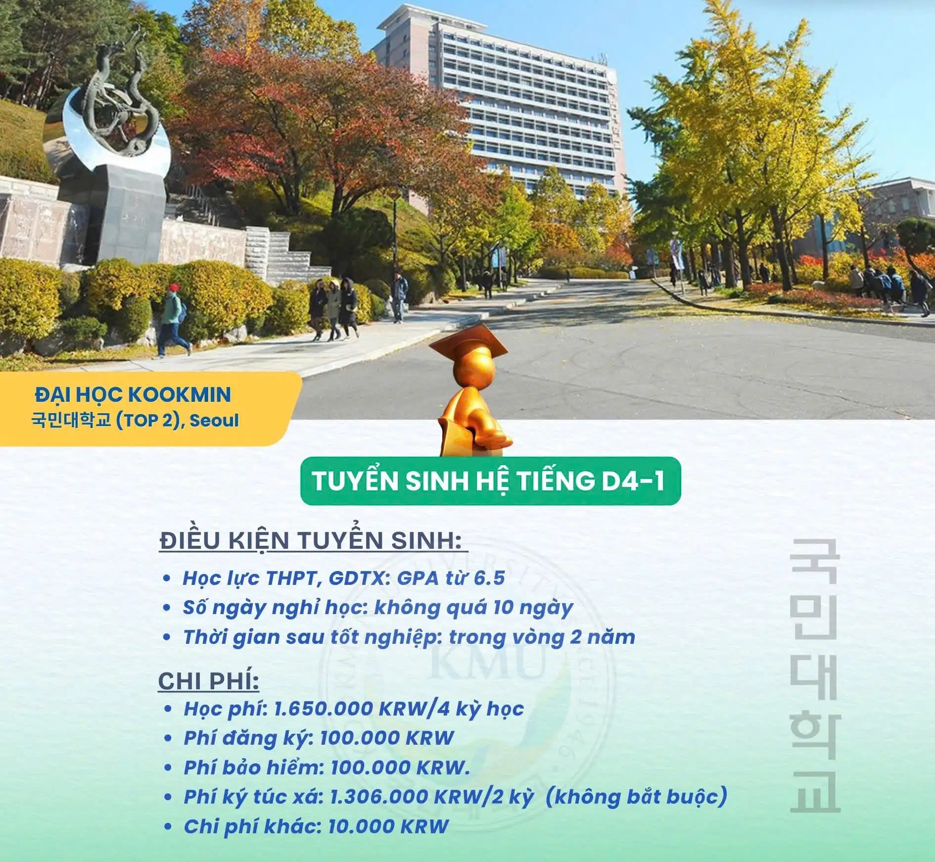 Tuyển Sinh Đại Học Kookmin 2026 – Hệ Tiếng D4-1 : Top 2 Seoul Với Ngành Học Thế Mạnh