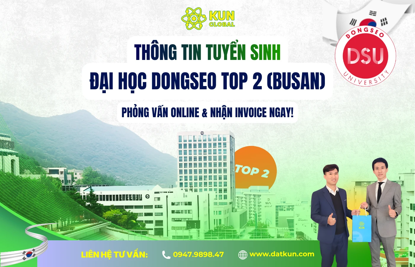 Thông Tin Tuyển Sinh Đại Học Dongseo (Busan) 2026: Visa Thẳng Top 2, Phỏng Vấn Online & Nhận Invoice Ngay!