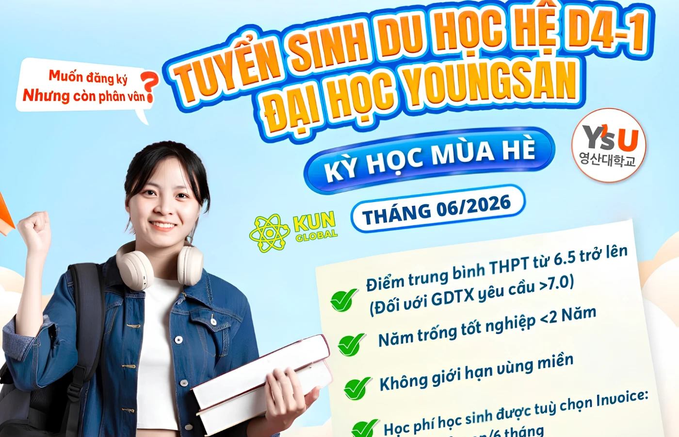 Thông Tin Tuyển Sinh Du Học Hàn Quốc Hệ Tiếng D4-1 Đại Học Youngsan: Kỳ Học Mùa Hè Tháng 06/2026