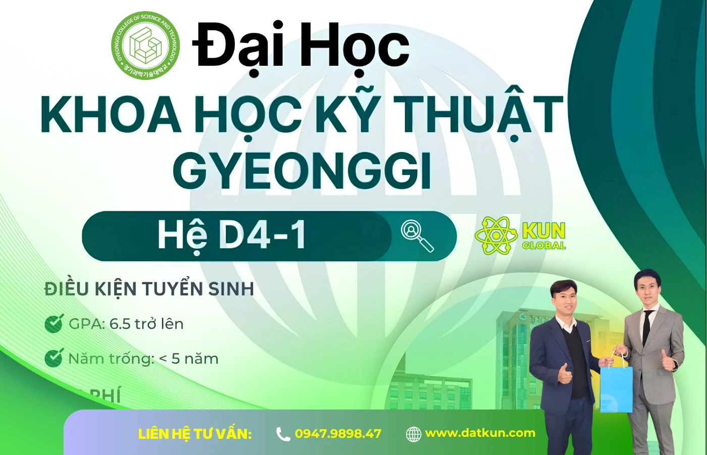 Đại Học Khoa Học Kỹ Thuật Gyeonggi (GTEC): Tuyển Sinh Hệ Tiếng D4-1 Kỳ Tháng 06/2026