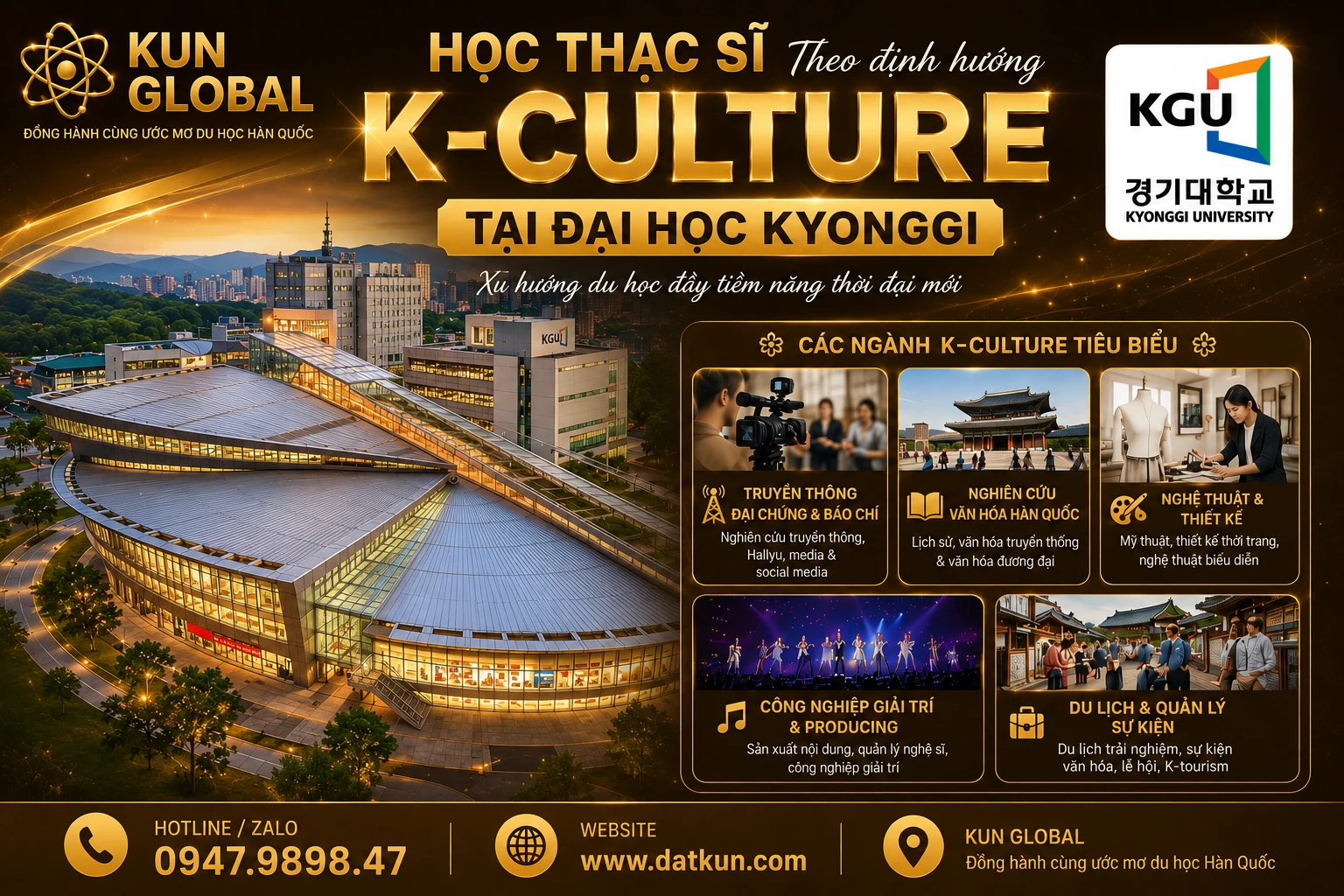 HỌC THẠC SĨ D2-3 THEO ĐỊNH HƯỚNG K-CULTURE TẠI ĐẠI HỌC KYONGGI – XU HƯỚNG DU HỌC ĐẦY TIỀM NĂNG THỜI ĐẠI MỚI