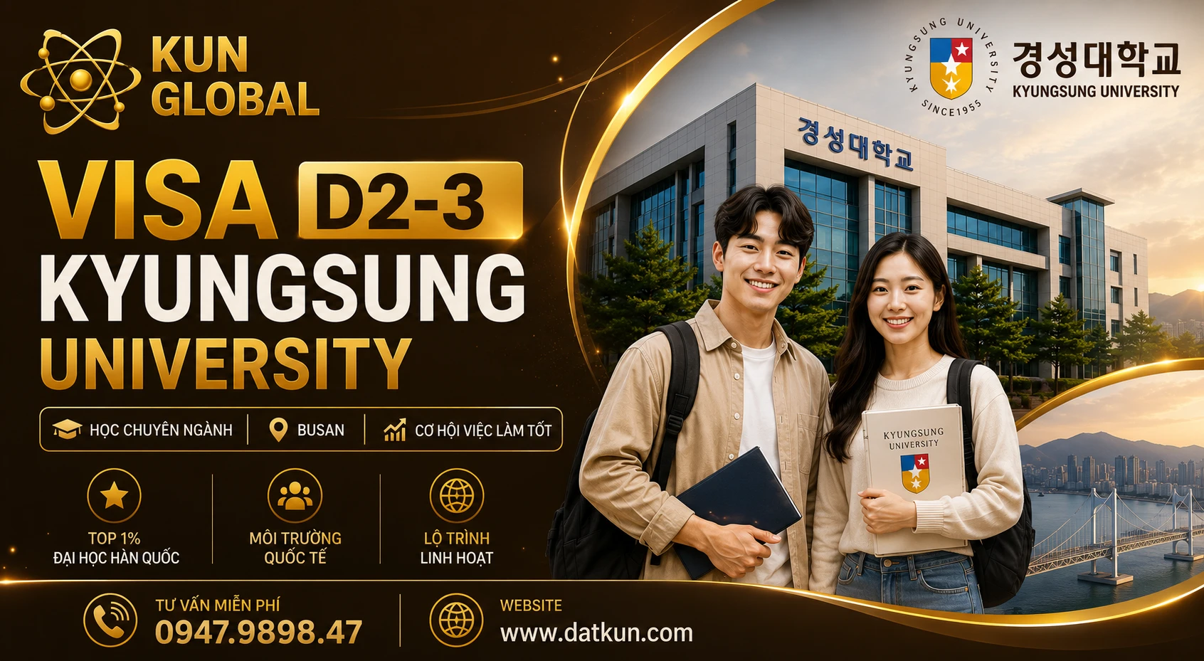 Tuyển Sinh Visa D2-3 Đại Học Kyungsung 2026: Lộ Trình Cao Đẳng Chuyên Ngành Top 1% Được Nhiều Sinh Viên Việt Nam Lựa Chọn